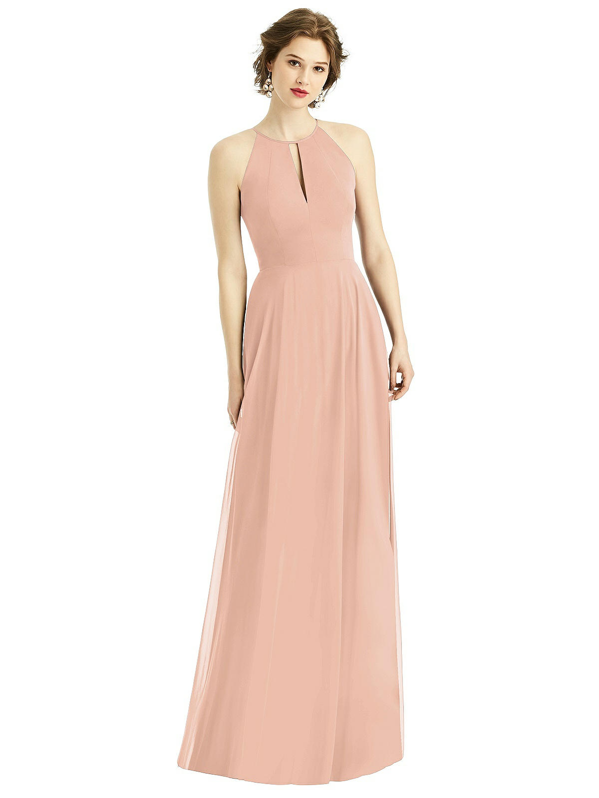 Keyhole Halter Chiffon Maxi Dress