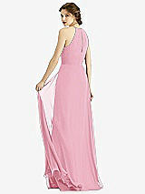 Rear View Thumbnail - Peony Pink Keyhole Halter Chiffon Maxi Dress
