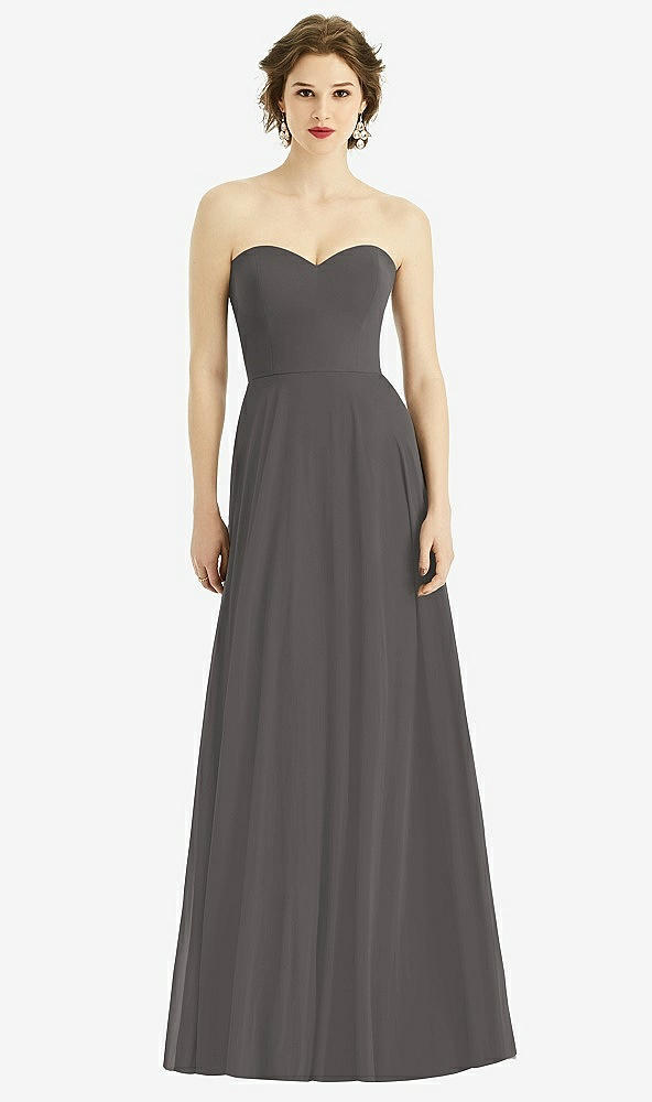 Front View - Caviar Gray Strapless Sweetheart Gown with Optional Straps