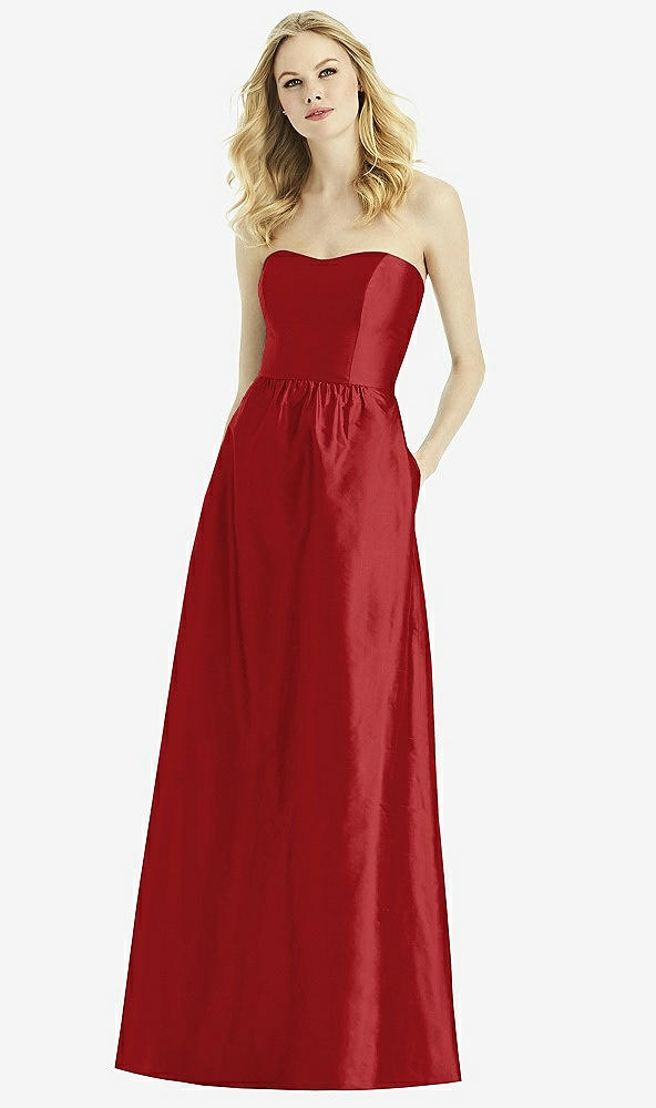 Front View - Ribbon Red After Six Bridesmaid Dress 6772