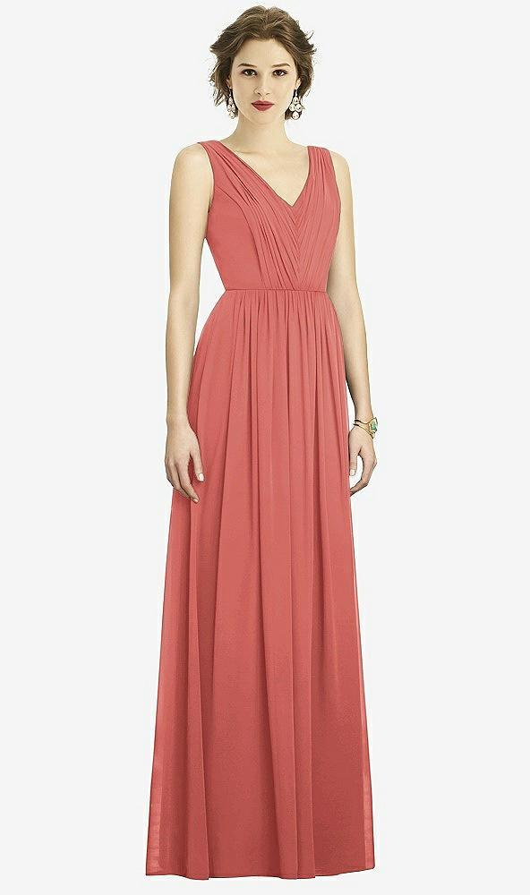 Front View - Coral Pink Dessy Bridesmaid Dress 3005