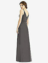 Rear View Thumbnail - Caviar Gray Draped Wrap Chiffon Maxi Dress with Sash