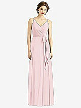 Front View Thumbnail - Ballet Pink Draped Wrap Chiffon Maxi Dress with Sash