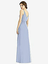 Rear View Thumbnail - Sky Blue Draped Wrap Chiffon Maxi Dress with Sash