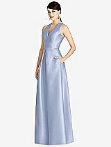 Front View Thumbnail - Sky Blue Sleeveless Open-Back Pleated Skirt Dress with Pockets
