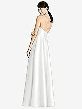 Rear View Thumbnail - White V-Neck Full Skirt Satin Maxi Dress