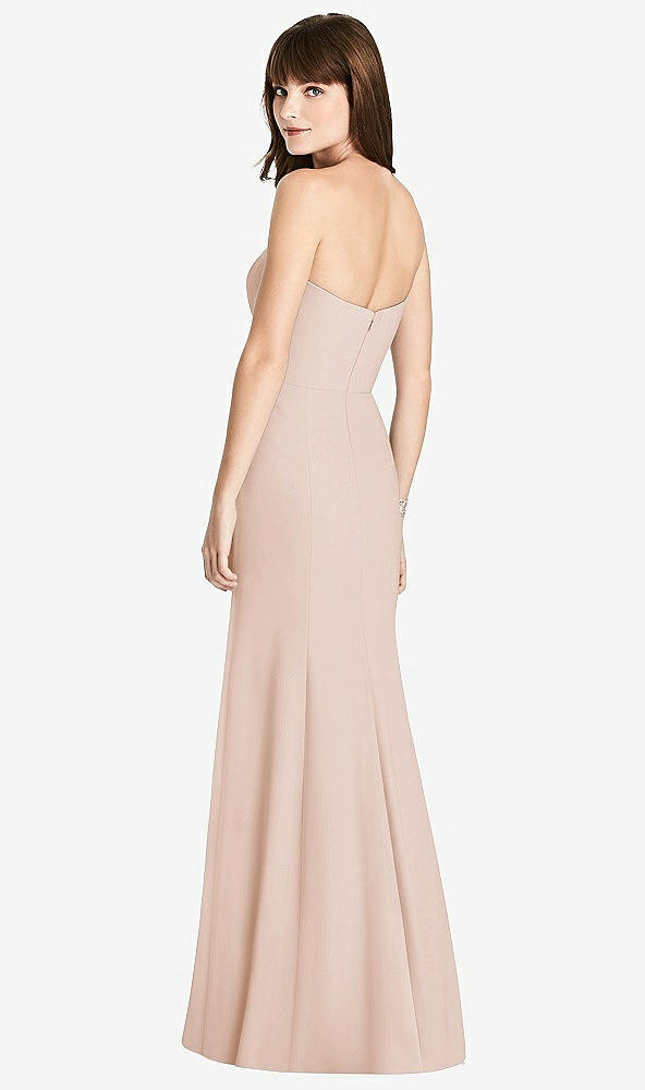 Back View - Cameo Strapless Crepe Trumpet Gown with Front Slit
