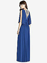 Rear View Thumbnail - Classic Blue Split Sleeve Backless Chiffon Maxi Dress