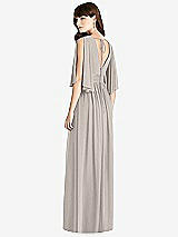 Rear View Thumbnail - Taupe Split Sleeve Backless Chiffon Maxi Dress