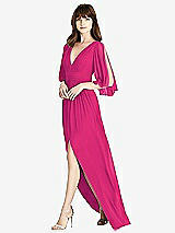 Front View Thumbnail - Think Pink Split Sleeve Backless Chiffon Maxi Dress