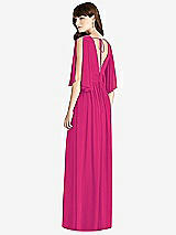 Rear View Thumbnail - Think Pink Split Sleeve Backless Chiffon Maxi Dress
