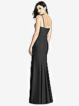Rear View Thumbnail - Black Seamed Bodice Crepe Trumpet Gown with Front Slit
