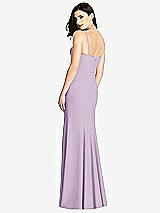 Rear View Thumbnail - Pale Purple Seamed Bodice Crepe Trumpet Gown with Front Slit