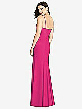Rear View Thumbnail - Think Pink Seamed Bodice Crepe Trumpet Gown with Front Slit