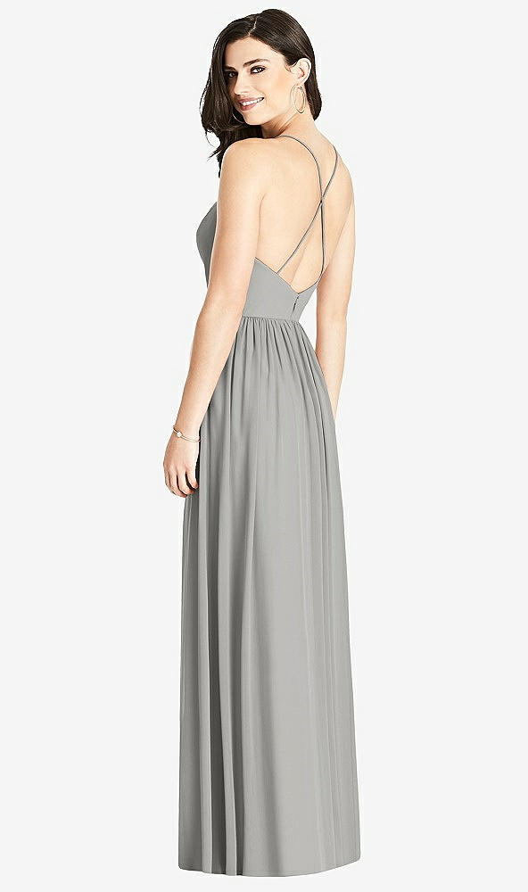 Back View - Chelsea Gray Criss Cross Strap Backless Maxi Dress