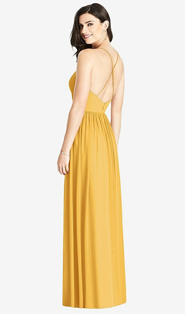 Back View - NYC Yellow Criss Cross Strap Backless Maxi Dress