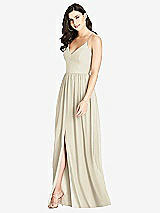 Front View Thumbnail - Champagne Criss Cross Strap Backless Maxi Dress