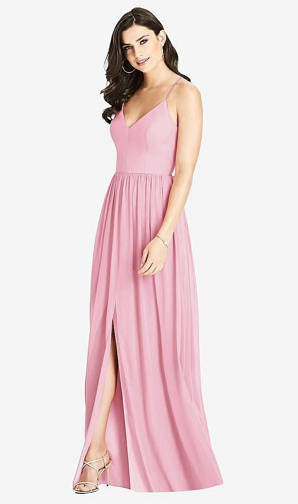 Front View - Peony Pink Criss Cross Strap Backless Maxi Dress