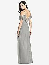Rear View Thumbnail - Chelsea Gray Ruffled Cold-Shoulder Chiffon Maxi Dress