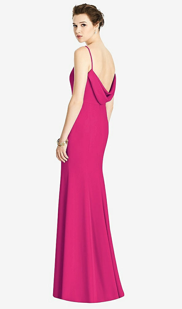 Front View - Think Pink Bateau-Neck Open Cowl-Back Trumpet Gown