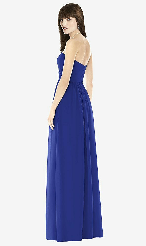Back View - Cobalt Blue Sweeheart Chiffon Natural Waist Dress