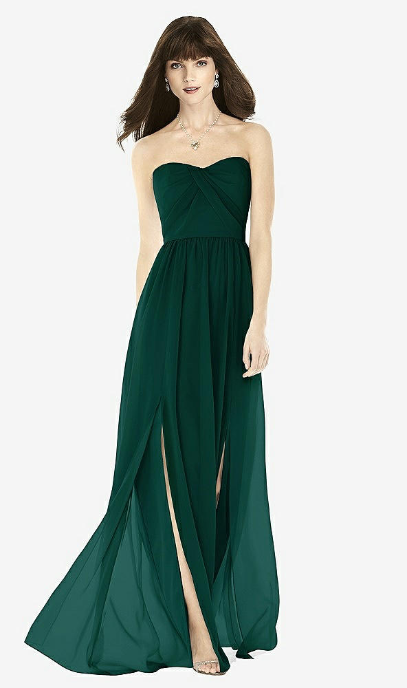 Front View - Evergreen Sweeheart Chiffon Natural Waist Dress