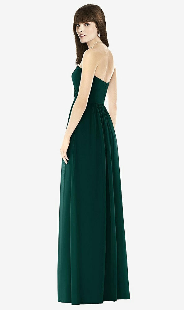 Back View - Evergreen Sweeheart Chiffon Natural Waist Dress