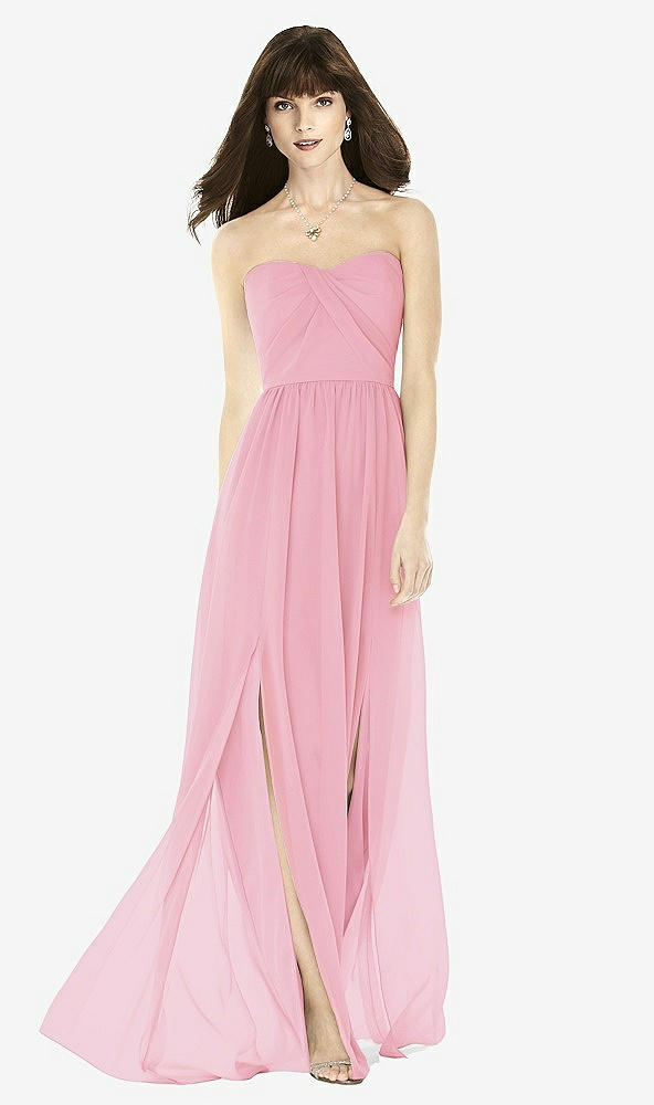 Front View - Peony Pink Sweeheart Chiffon Natural Waist Dress