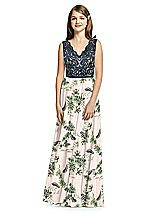 Front View Thumbnail - Palm Beach Print & Midnight Navy Dessy Collection Junior Bridesmaid Dress JR542
