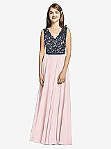 Front View Thumbnail - Ballet Pink & Midnight Navy Dessy Collection Junior Bridesmaid Dress JR542