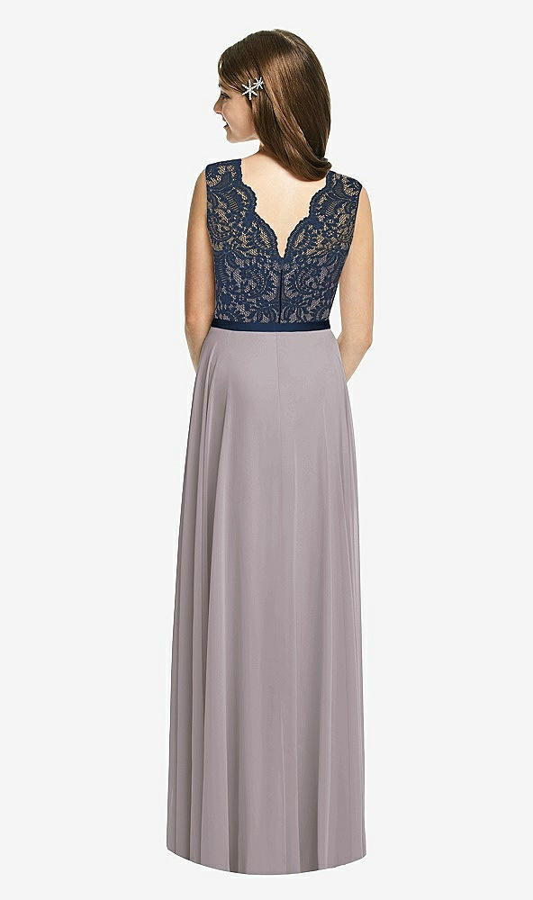 Back View - Cashmere Gray & Midnight Navy Dessy Collection Junior Bridesmaid Dress JR542