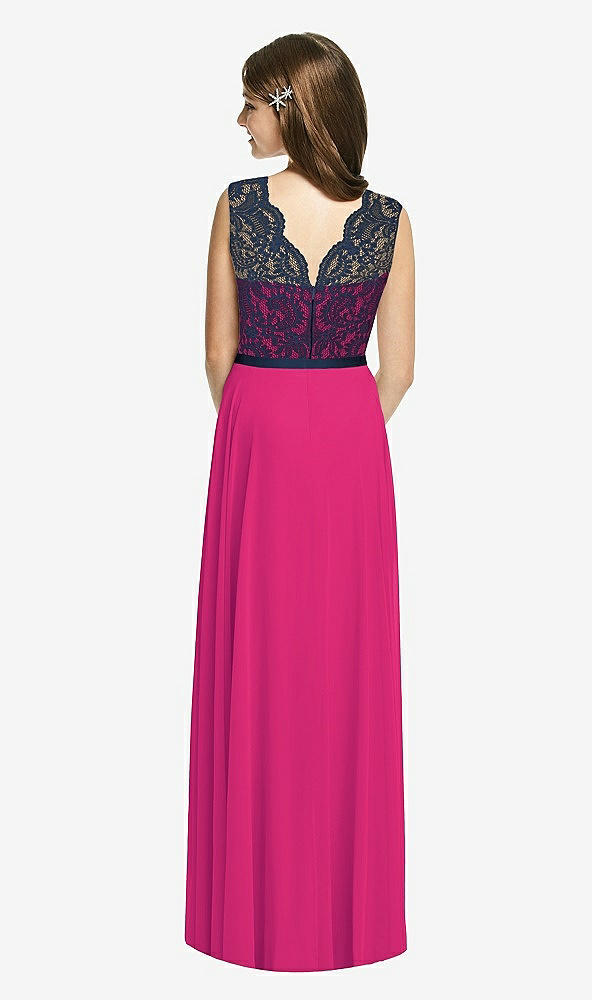 Back View - Think Pink & Midnight Navy Dessy Collection Junior Bridesmaid Dress JR542