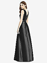 Rear View Thumbnail - Black & Black Sleeveless A-Line Satin Dress with Pockets