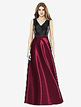 Front View Thumbnail - Cabernet & Black Sleeveless A-Line Satin Dress with Pockets