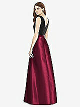Rear View Thumbnail - Cabernet & Black Sleeveless A-Line Satin Dress with Pockets