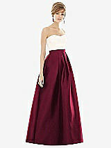 Front View Thumbnail - Cabernet & Ivory Strapless Pleated Skirt Maxi Dress with Pockets