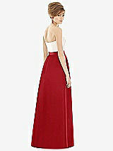 Rear View Thumbnail - Garnet & Ivory Strapless Pleated Skirt Maxi Dress with Pockets