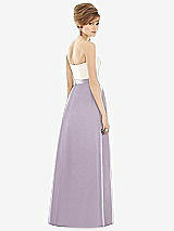 Rear View Thumbnail - Lilac Haze & Ivory Strapless Pleated Skirt Maxi Dress with Pockets