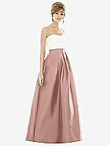 Front View Thumbnail - Neu Nude & Ivory Strapless Pleated Skirt Maxi Dress with Pockets