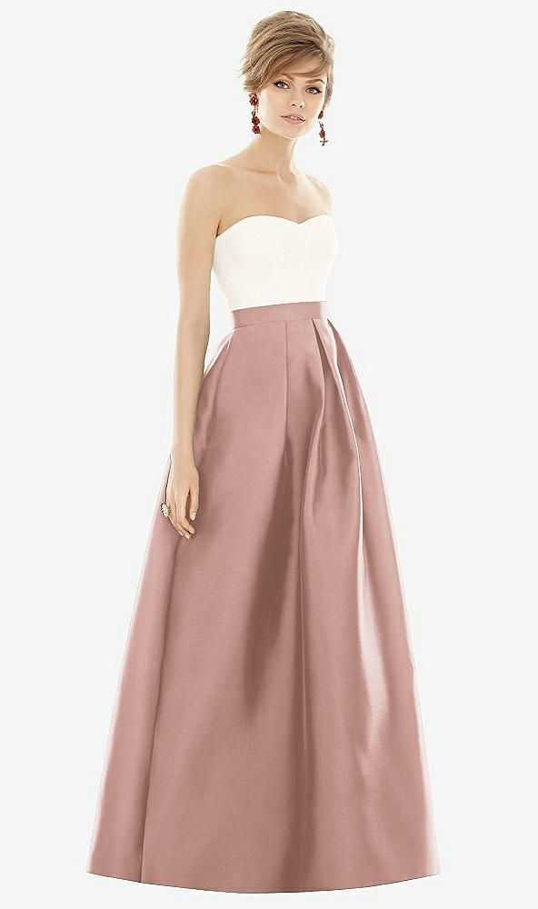 Front View - Neu Nude & Ivory Strapless Pleated Skirt Maxi Dress with Pockets