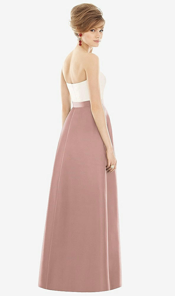 Back View - Neu Nude & Ivory Strapless Pleated Skirt Maxi Dress with Pockets