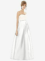 Front View Thumbnail - White & Ivory Strapless Pleated Skirt Maxi Dress with Pockets