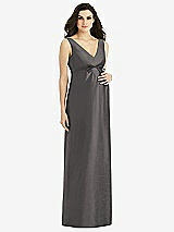 Front View Thumbnail - Caviar Gray Sleeveless Satin Twill Maternity Dress