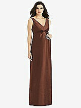 Front View Thumbnail - Cognac Sleeveless Satin Twill Maternity Dress