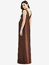 Rear View Thumbnail - Cognac Sleeveless Satin Twill Maternity Dress
