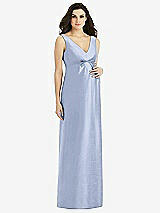 Front View Thumbnail - Sky Blue Sleeveless Satin Twill Maternity Dress