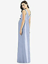 Rear View Thumbnail - Sky Blue Sleeveless Satin Twill Maternity Dress