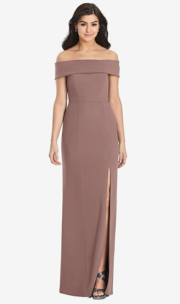 Front View - Sienna Cuffed Off-the-Shoulder Trumpet Gown