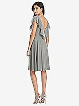Rear View Thumbnail - Chelsea Gray Midi Natural Waist Ruffled VNeck Dress