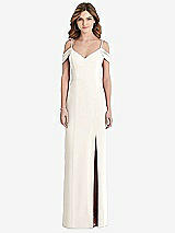 Front View Thumbnail - Ivory Off-the-Shoulder Chiffon Trumpet Gown with Front Slit
